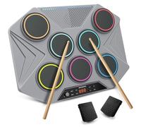 ROCKSOCKI - Tabletop Electronic Drum Set, Portable Digital Drum Kit, 7 Speed Sensitivity Pads, LED Music Level Light, USB-MIDI Support for Mac and PC,