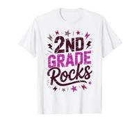 Rockstar 2ND Grade Rocks First Day Choir Teacher Girls Value Graphic T-Shirt, Men, White, M