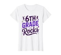 Rockstar 6TH Grade Rocks First Day Choir Music Teacher Band Value Graphic T-Shirt, Women, White, XL