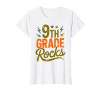 Rockstar 9TH Grade Rocks First Day Choir Teacher Team Value Graphic T-Shirt, Women, White, M