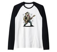 Rockstar Bulldog Bold Animal Music Funny Guitar Playing Raglan Baseball Tee