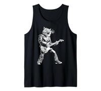 Rockstar Cat Playing Guitar Rock and Roll Rock Music Tank Top