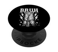 Rockstar Corgi Saxophone Meme Funny “BRUH” Lightning Dog PopSockets Adhesive PopGrip