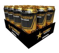 Rockstar Energy Drink Original - caffeinated refreshing drink for the energy kick, disposable (12 x 500ml)