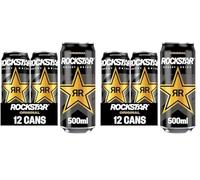 Rockstar Energy Drink - Original - Non-Alcoholic - 200 mg Caffeine - Caffeinated Drink with Taurine, Guarana, Ginseng, & B-Vitamins - 12 x 500ml cans (Pack of 2)