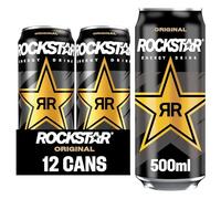 Rockstar Energy Drink - Original - Non-Alcoholic - 200 mg Caffeine - Caffeinated Drink with Taurine, Guarana, Ginseng, & B-Vitamins - 12 x 500ml cans