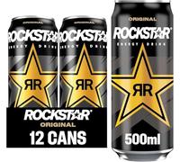 Rockstar Energy Drink - Original - Non-Alcoholic - 200 mg Caffeine - Caffeinated Drink with Taurine, Guarana, Ginseng, & B-Vitamins - 12 x 500ml cans by Kandy Collection