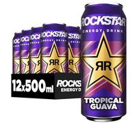 Rockstar Energy Drink Tropical Guava - Caffeinated Soft Drink for Energy Kick, Disposable (12 x 500 ml) (Packaging Design May Vary)