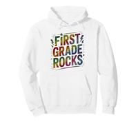 Rockstar FIRST GRADE ROCKS Last Day Choir Teacher Crew Pullover Hoodie