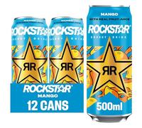 Rockstar Juiced Energy Drink - Mango - Non-Alcoholic - 160 mg Caffeine - Caffeinated Drink with Taurine, Guarana, Ginseng, & B-Vitamins - 12 x 500ml cans