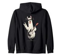 Rockstar Llama Guitarist Electric Guitar Solo Metal Graphic Zip Hoodie