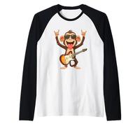 Rockstar Monkey Electric Guitar Solo Punk Metal Pop Graphic Raglan Baseball Tee