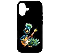 Rockstar Peacock Playing Electric Guitar Cartoon Bird Case for iPhone 17