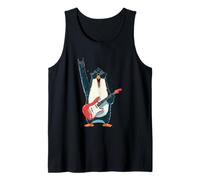 Rockstar Penguin with Sunglasses Electric Guitar Rock Sign Tank Top