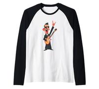 Rockstar Priest with Sunglasses Electric Guitar Rock Hand Raglan Baseball Tee