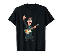 Rockstar Priest with Sunglasses Electric Guitar Rock Hand T-Shirt