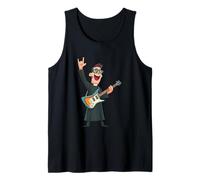 Rockstar Priest with Sunglasses Electric Guitar Rock Hand Tank Top