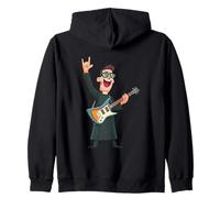 Rockstar Priest With Sunglasses Electric Guitar Rock Hand Zip Hoodie