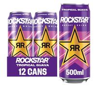 Rockstar, Punched Energy Drink Tropical Caffeinated Drink with Taurine Guarana Ginseng BVitamins 500 ml cans, Guava (Pack of 12)