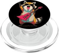 Rockstar Raccoon Rocker Pink Flying Guitar Cartoon Animal PopSockets PopGrip for MagSafe