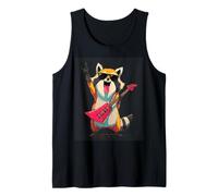 Rockstar Raccoon Rocker Pink Flying Guitar Cartoon Animal Tank Top