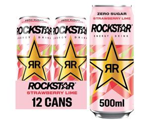 Rockstar Refresh Energy Drink Strawberry & Lime, 12 x 500ml cans