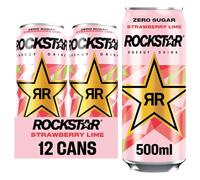 Rockstar Refresh Energy Drink Strawberry & Lime 500ml Can (Pack of 12)