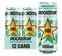 Rockstar Refresh Energy Drink Watermelon and Kiwi, 12 x 500ml cans