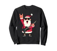 Rockstar Santa Black Electric Guitar Cool Sunglasses Pose Sweatshirt