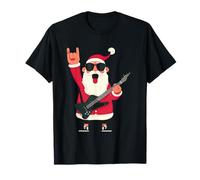 Rockstar Santa Black Electric Guitar Cool Sunglasses Pose T-Shirt