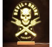 Rockstar Skull Devil Drink Stars Gothic Style Personalised Gift Lamp Night Light | Personalised Gift For Home, Lamp Room Décor | Kids & Adults Night Lights With Name | Personalised Gift For Bedroom |