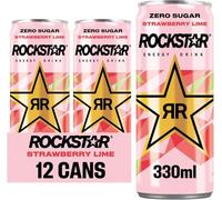 Rockstar Strawberry and Lime 330ml Can (Pack of 12)