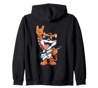 Rockstar Tiger Electric Guitar Solo Punk Metal Pop Graphic Zip Hoodie
