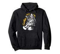 Rockstar Trumpeter Cat on Cat Trumpet Pullover Hoodie