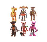 (Rockstar Version) FNAF Five Nights At Freddy's Mini Action Figures Toys Model Funtime Rockstar Glamrock Withered Nightmare Freddy Foxy Bonnie Chica