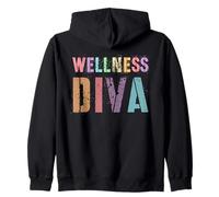 Rockstar WELLNESS DIVA Girl Rocks Health Vibes Trainer Life Zip Hoodie