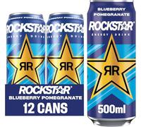 Rockstar XDurance Energy Drink - Blueberry Pomegranate & Acai 12 x 500ml Cans | 200mg Caffeine | Non-Alcoholic Energy Drink