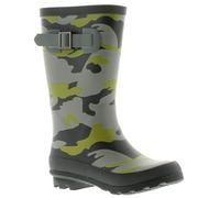 Rockstorm Boys Camouflage Wellies - Kids Green Army Rubber Wellington Boots - Waterproof Winter Rain & Snow Boots with Heavy Duty Cleated Grip Sole Green Camo 12 Child UK