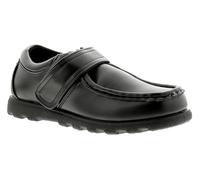 Rockstorm Miko Boys Black Scuff Resistant School Shoes - UK Big Kids Sizes | School Uniform Shoes for Older Boys & Teens, Smart Synthetic Leather, Single Bar Touch Fastening & Padded Comfort Lining