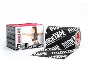 Rocktape 10cm x 5m, Black, Therapy Tape for Muscle Support and Joint Stability, Kinesiology Tape for Treating Muscle Soreness and Common Sports Injuries, Flexible Biomechanical Wrap