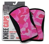 RockTape Knee Sleeves, 2-Pack, Competition Grade, 5mm Thickness, Compression Neoprene, Extra Long for VMO Support, Pink Camo, S