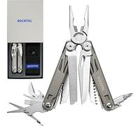 ROCKTOL Multitool,19-in-1 Multitool Pliers with Titanium-Plated Handle, Safety Locking, Lightweight EDC Tool and Nylon Sheath for Gifts,Men