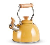 ROCKURWOK Tea Kettle, Tea Pot with Cool Touch Ergonomic Handle, Teapot Food Grade Stainless Steel, Tea Kettle Stovetop, Kettle Teapot, Whistling Tea Kettle, Small Tea Kettle, 1.6 Quart (Yellow)