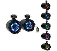 Rockville 2 WB65KLED 6.5" 600w Black Marine Wakeboard LED Tower Speakers+Remote