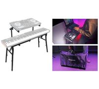 Rockville PKS40 2-Tier Keyboard Stand, Adjustable, Steel, Foldable, Detachable Second Tier, Carry Bag, Perfect for DJs, Studios, Live Performances