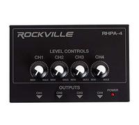Rockville RHPA4 4-Channel Headphone Amplifier, Stereo/Mono Switch, Dual 1/4" and 3.5mm Outputs per Channel, USB Power, for Studio and Podcast Monitoring