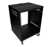 Rockville RR12U 12U Live Sound/Recording Studio Rack Case with Wheels, Reversible Rack Rails, Front & Rear Mounting, Cable Management Ports, 440lb Capacity