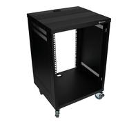 Rockville RR14U 14U Live Sound/Recording Studio Rack Case with Wheels, Reversible Rack Rails, Front & Rear Mounting, Cable Management Ports, 440lb Capacity