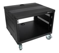 Rockville RR6U 6U Live Sound/Recording Studio Rack Case with Wheels, Reversible Rack Rails, Front & Rear Mounting, Cable Management Ports, 440lb Capacity