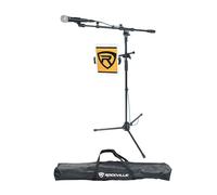 Rockville RVMIC5 V2 Pro Audio Tripod Microphone Stand, Telescopic Boom, Tablet/Phone Holder, Adjustable, Steel, Perfect for Studio & Live Performances